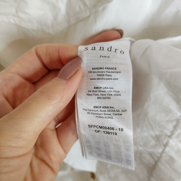 Sandro Abby oversized cotton shirt sleeve button down shirt sz 8 - Picture 7 of 9